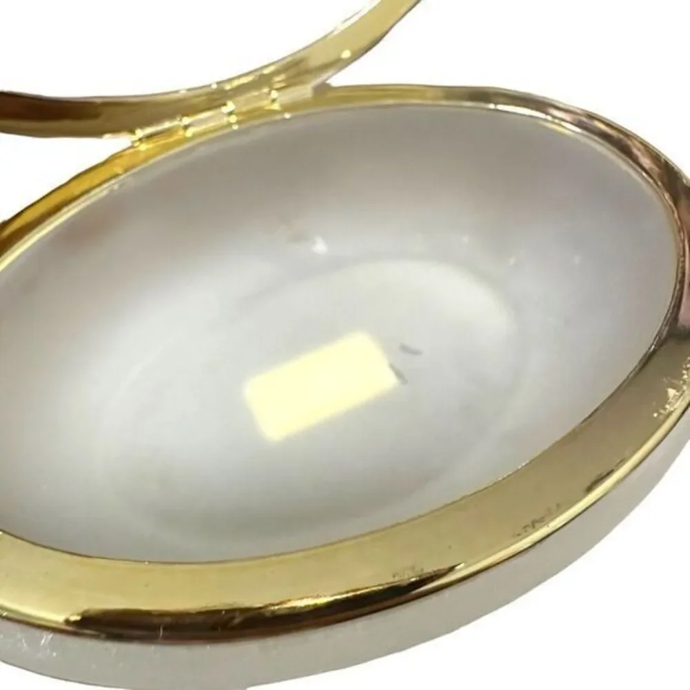 Cherry Blossom Trinket Box‎ Set Satin Glass Gold Tone Trim Hinged Top Vintage